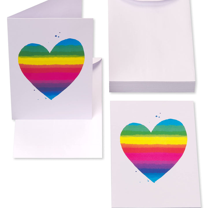 American Greetings Blank Cards with Envelopes, Rainbow Heart Stationery (48-Count)