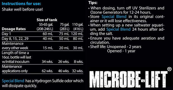 MICROBE-LIFT SBH16 Special Blend Aquarium and Fish Tank Cleaner for Freshwater and Saltwater, 16 Ounces