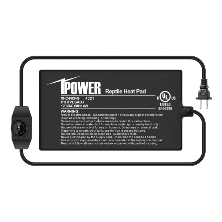 iPower 4 by 7-Inch 4 Watts Reptile Heating Mat with Temperature Controller Under Tank Warmer Terrarium Heat Pad for Reptiles and Amphibians, Black 4" x 7" Black/Heat Pad With Adjust Knob