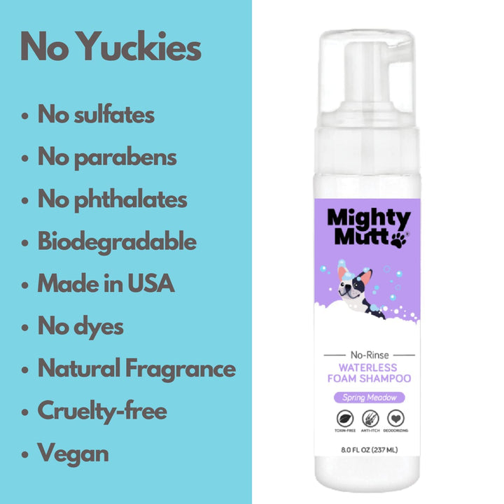 Mighty Mutt Waterless Foam Shampoo for Dogs, No-Rinse Dry Shampoo for Dogs, Anti-Itch, Hypoallergenic & Deodorizing Dog Shampoo (8oz)