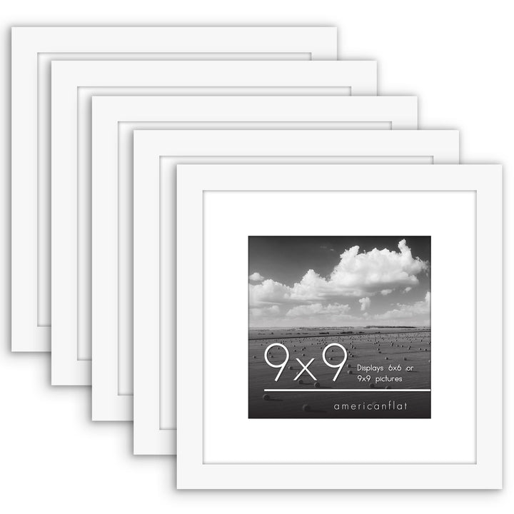 Americanflat 12x16 Picture Frame with Polished Plexiglass - Set of 5 - Use as 8.5x11 Frame with Mat or 12x16 Frame Without Mat - Galleria Collection - Gallery Wall Frame Set for Wall Display - White