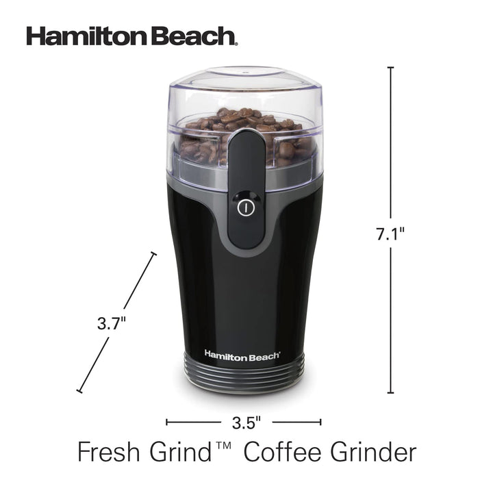 Hamilton Beach Fresh Grind Electric Coffee Grinder for Beans, Spices and More, Stainless Steel Blades, Removable Chamber, Makes up to 12 Cups, Black