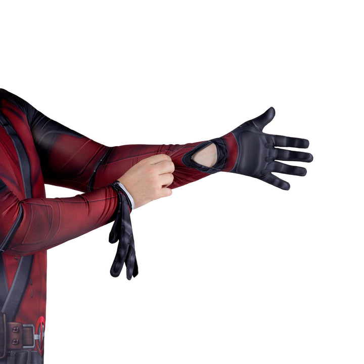 MARVEL Deadpool Official Adult Deluxe Zentai Halloween Costume - Stretch Spandex with Wrist Slits Medium