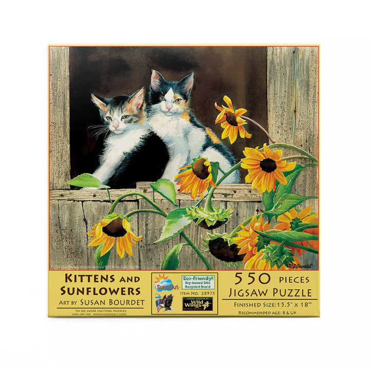 Sunsout Kittens and Sunflowers 550 Pc Jigsaw Puzzle 28975