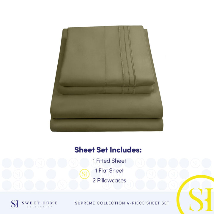 Full Size Sheet Sets - Breathable Luxury Sheets with Full Elastic & Secure Corner Straps Built In - 1800 Supreme Collection Extra Soft Deep Pocket Bedding Set, Sheet Set, Full, Taupe