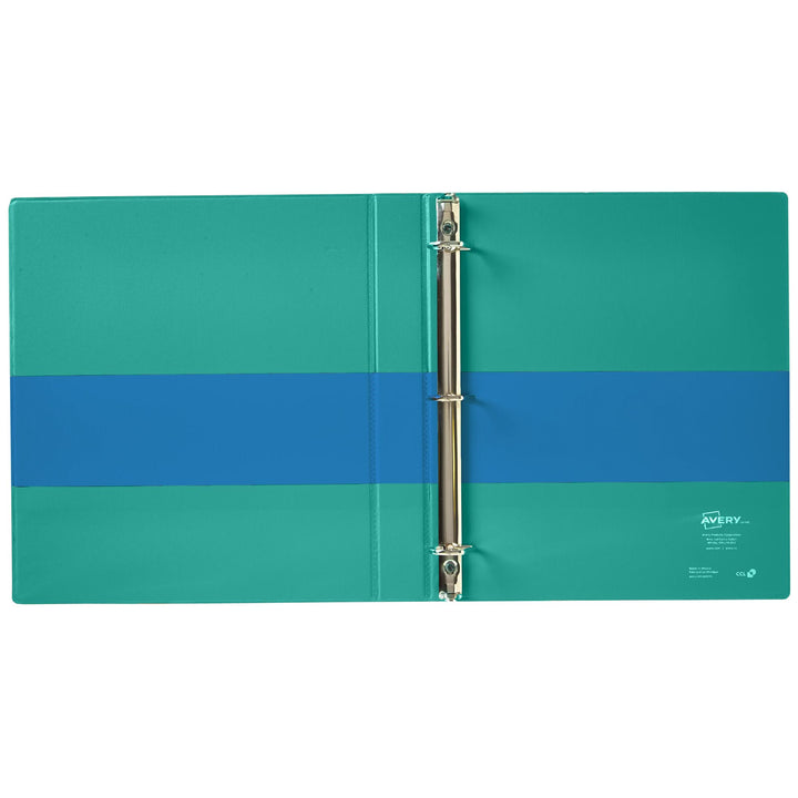 Avery Two-Tone Durable 3 Ring Binder, 1 Inch Slant Rings, Blue/Teal View Binder (17290) 1"