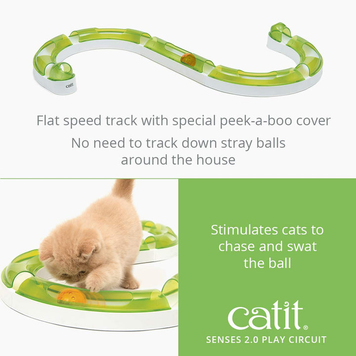 Catit Senses 2.0 Play Circuit Interactive Cat Toy - 8-Piece Closed-Track Ball Toy for All Breed Sizes Standard Packaging