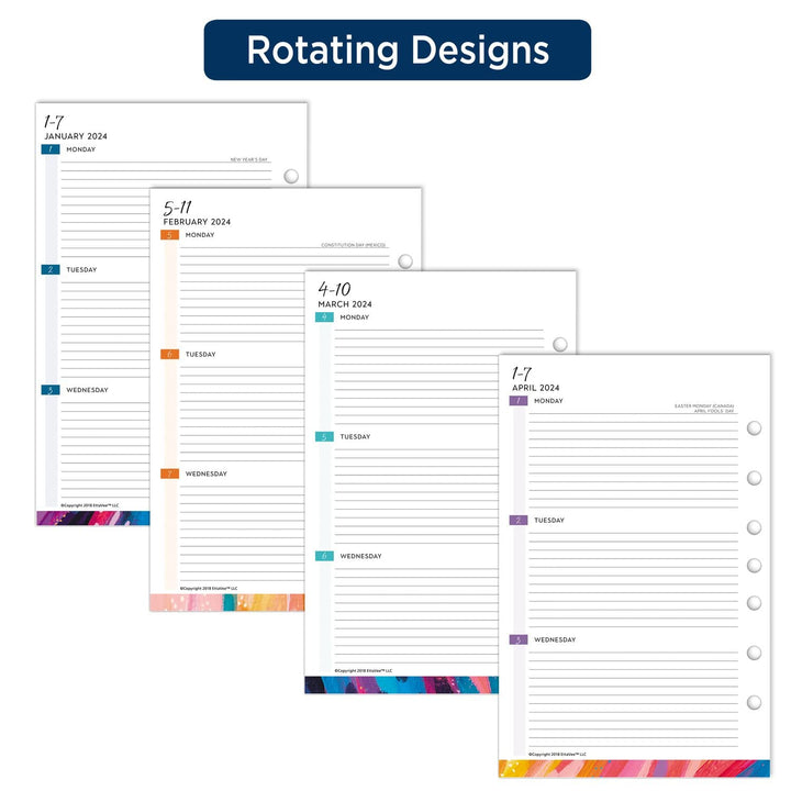 AT-A-GLANCE 2024 Weekly & Monthly Planner Refill, 5-1/2" x 8-1/2", Desk Size, Loose-Leaf, EttaVee (EV81-285Y-24) 2024 Old Edition