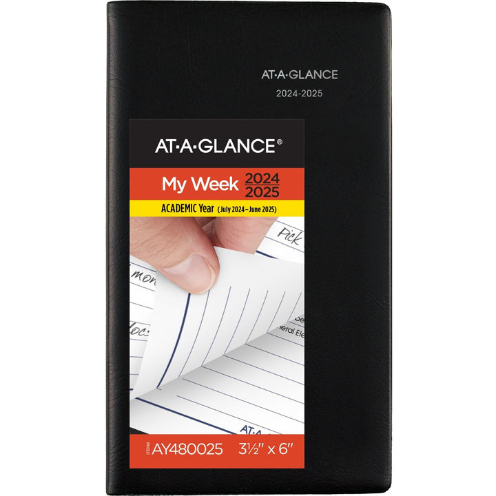 AT-A-GLANCE Planner 2024-2025 Academic, Weekly Pocket Planner, 3-1/2" x 6", Flexible Cover, DayMinder, Black (AY4800) Pocket Size 2024-2025 New Edition