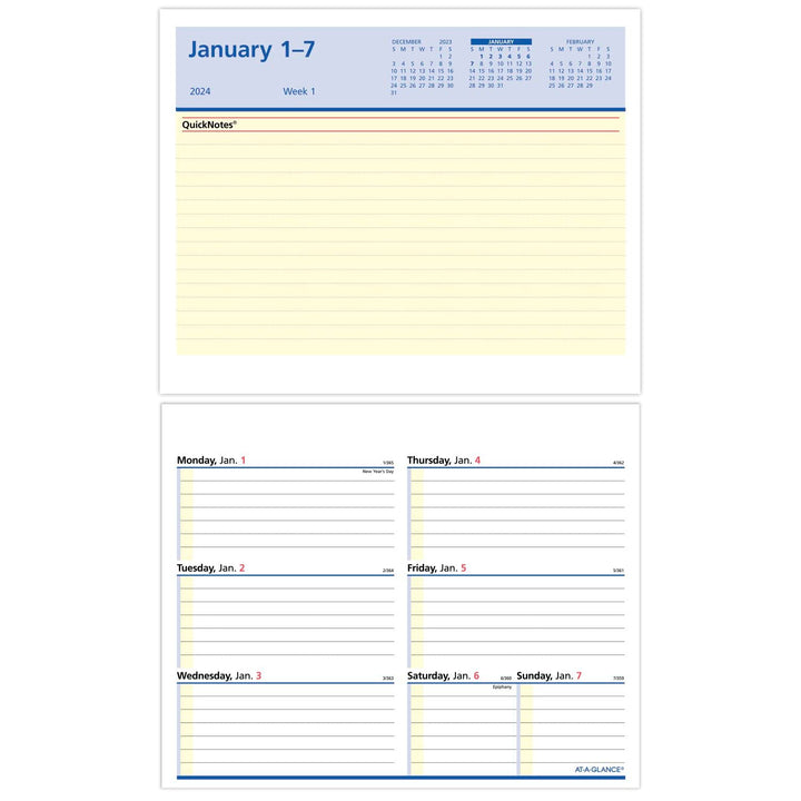 AT-A-GLANCE 2024 Flip-A-Week Weekly Desk Calendar Refill, 5-1/2" x 7", with QuickNotes (SW7065024) 2024 Old Edition