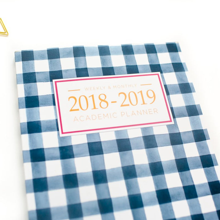 2018-2019 Academic Planner Weekly And Monthly: Calendar Schedule Organizer and Journal Notebook With Inspirational Quotes And Gingham Cover (August 2018 through July 2019)