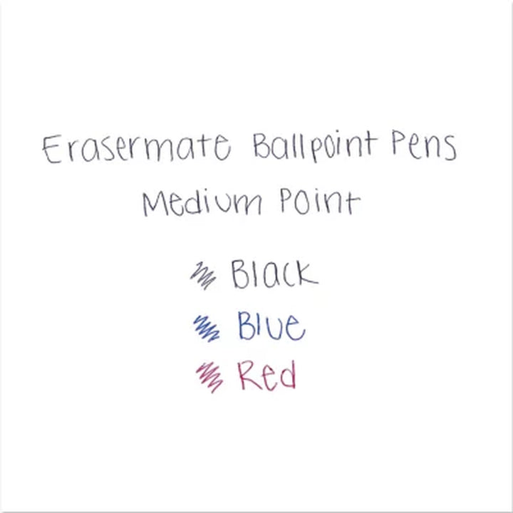 Paper Mate - Eraser Mate Ballpoint Stick Erasable Pen, Black Ink, Medium - Dozen