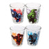 Silver Buffalo Marvel Avengers Splatter Background 4pc Clear Mini Glass Set, 1.5 Ounces