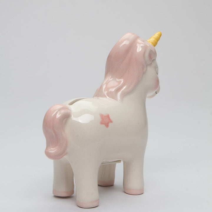 10220 Fine Ceramic Pink Fairy Unicorn Piggy Money Bank, 5-1/4" H