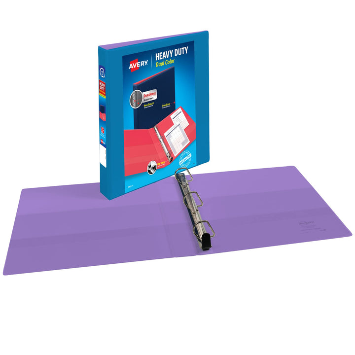 Avery Dual Color Heavy-Duty View Binder, Pool Blue/Lavender, 1" Slant Rings, Holds 250 Sheets (79899)