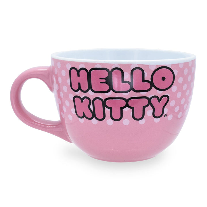 Silver Buffalo Sanrio's Hello Kitty Face and Polka Dots Ceramic Soup Mug, 24-Ounces