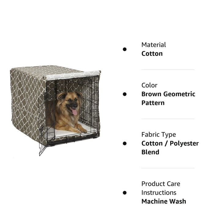 MidWest Homes for Pets Dog Crate Cover, Privacy Dog Crate Cover Fits MidWest Dog Crates, Machine Wash & Dry 36-Inch Brown Geometric Pattern