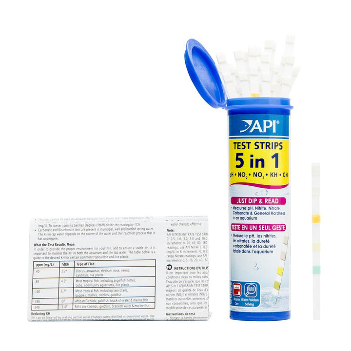 API 5-in-1 Test Strips Freshwater and Saltwater Aquarium Test Strips 25-Count Box