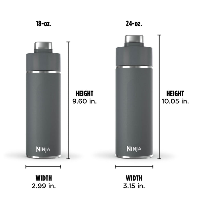 Ninja DW2401GY Thirsti 24oz Travel Water Bottle, For Carbonated Sparkling Drinks, Colder and Fizzier Longer, Leak Proof, 24 Hrs Cold, Dishwasher Safe, Stainless Steel Insulated Tumbler, Charcoal Gray 24 Fluid Ounces