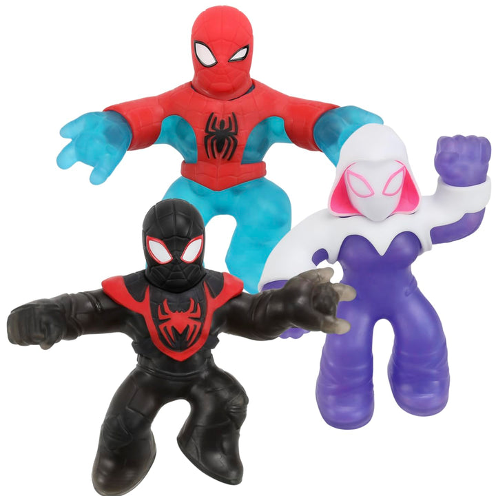 Heroes of Goo Jit Zu Goo Shifters Marvel Spider-Man Strike Pack. 3 Exclusives: Amazing Agility Spider-Man, Stretch Strength Ghost Spider and Goo Shifter Venom Blast Miles Morales |  Exclusive