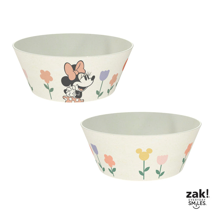 Zak Designs Disney Kids Dinnerware Set 3 Pieces, Durable and Sustainable Melamine Bamboo Plate, Bowl, and Tumbler are Perfect For Dinner Time With Family (Minnie Mouse) 8" Plate, 6" Bowl, 10oz Tumbler Minnie Mouse