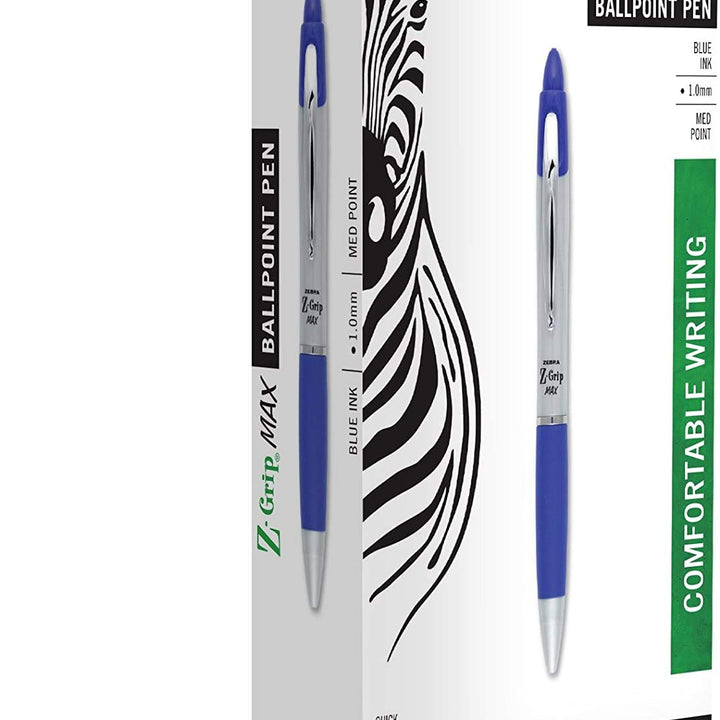 Z-Grip MAX Retractable Ballpoint Pen, Medium Point, 1.0mm, Silver Barrel, Blue Ink, 12 Pack