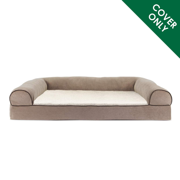Furhaven Replacement Dog Bed Cover Sherpa & Chenille Sofa-Style, Machine Washable - Cream, Jumbo (X-Large) Cover Only 40.0"L x 32.0"W x 0.3"Th (Sherpa & Chenille) Cream