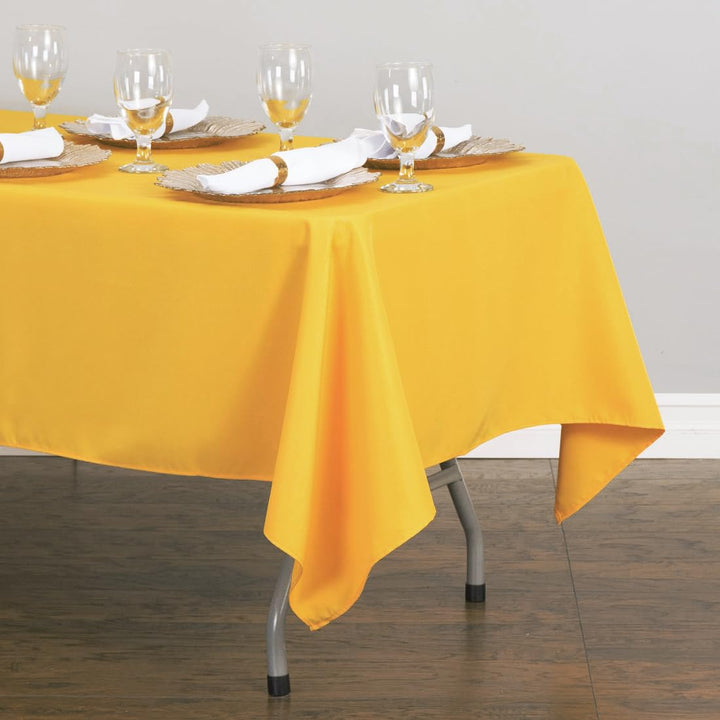 LinenTablecloth Rectangular Polyester Tablecloth, Gold, 60" x 126" 60" x 126"