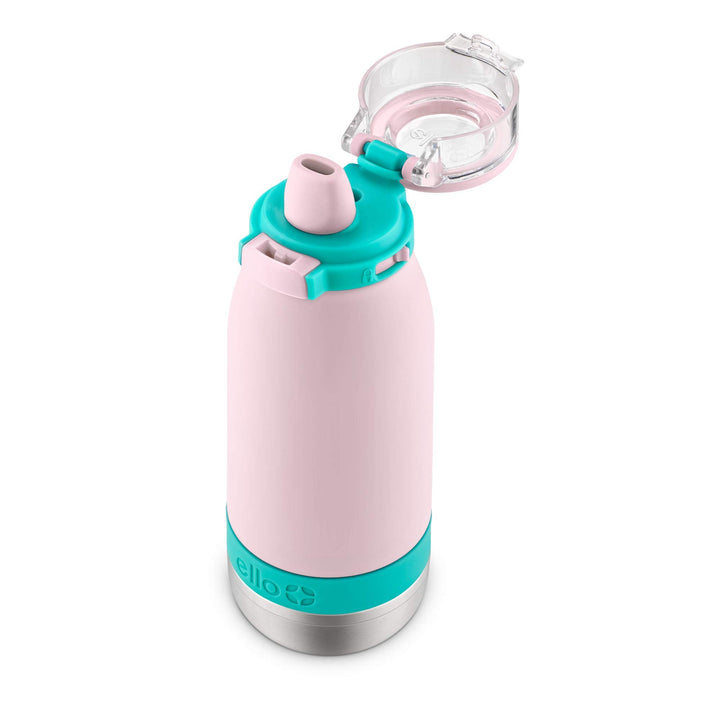 Ello Emma 14oz Vacuum Insulated Stainless Steel Kids Water Bottle with Straw and Built-in Carrying Handle and Leak-Proof Locking Lid for School Backpack, Lunchbox and Outdoor Sports Cotton Candy