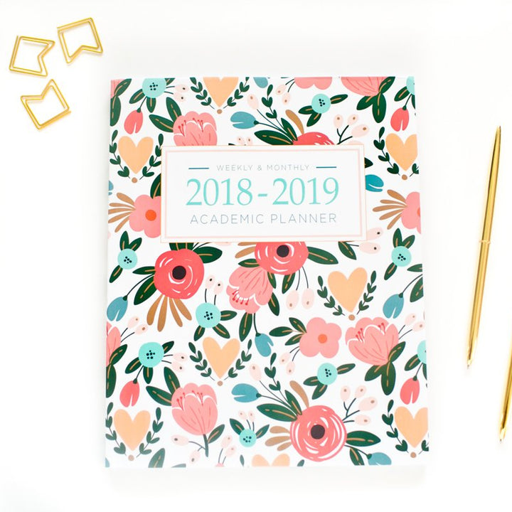 2018-2019 Academic Planner Weekly And Monthly: Calendar Schedule Organizer and Journal Notebook With Inspirational Quotes And Floral Lettering Cover (August 2018 through July 2019)