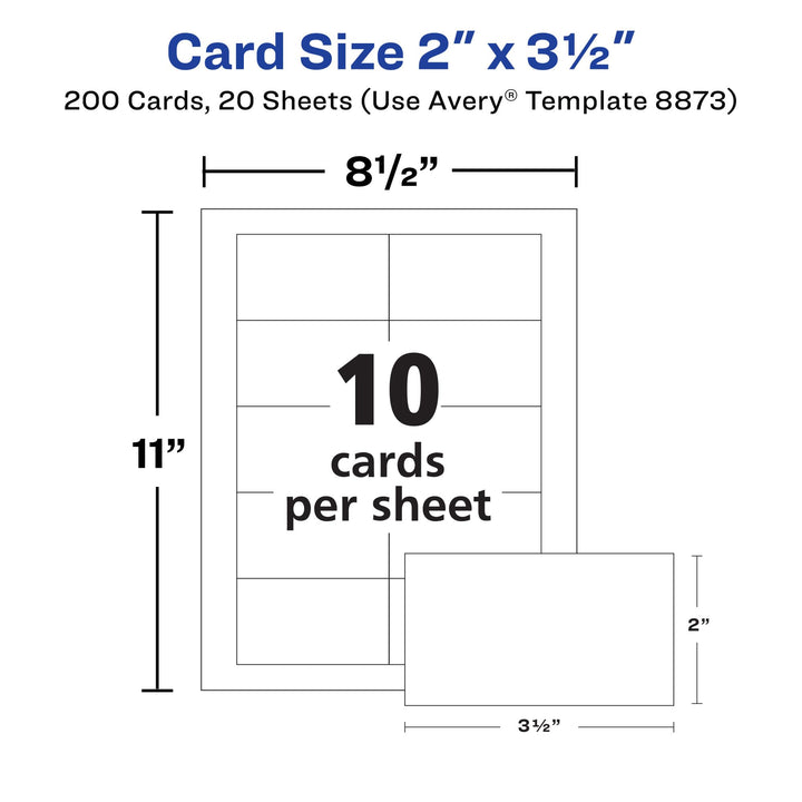 Avery Clean Edge Printable Business Cards with Sure Feed Technology, 2" x 3.5", White Linen Textured, 200 Blank Cards for Inkjet Printers (08873)