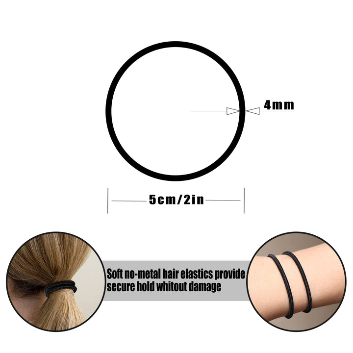 Thick Hair Ties No Damage 120 Pcs, Elastics for Ponytail Holders for Women, Men & Girls, Hair Styling Accessories (4mm)