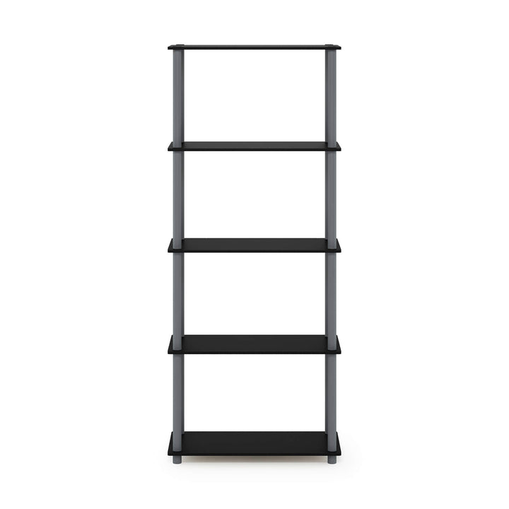 Furinno Turn-N-Tube 5-Tier Multipurpose Shelf / Display Rack / Storage Shelf / Bookshelf, Classic Tubes, Sonoma Oak/White 5-Tier Classic Tube