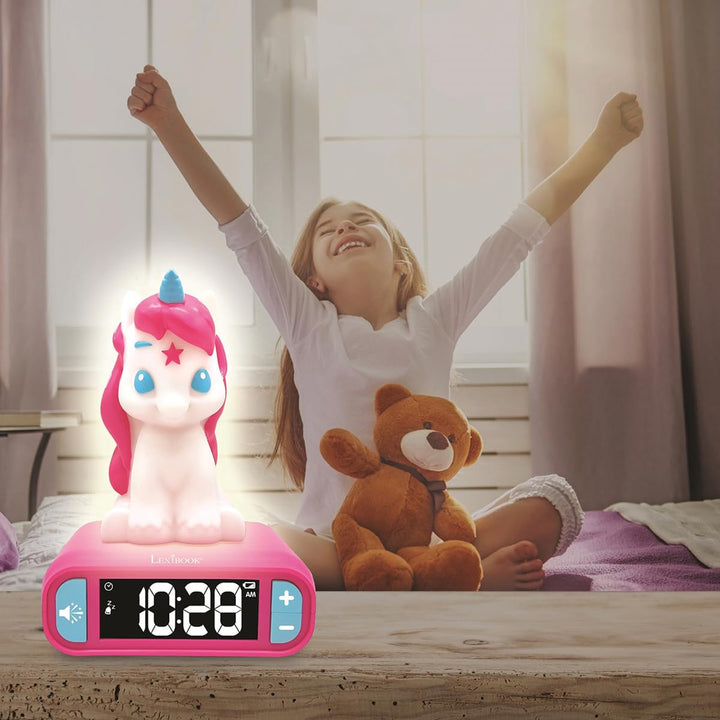 Lexibook - Unicorn Digital Alarm Clock for Kids with Night Light, Snooze and Unicorn Sound Effects, Childrens Clock, Luminous Unicorn, Pink Colour - RL800UNI