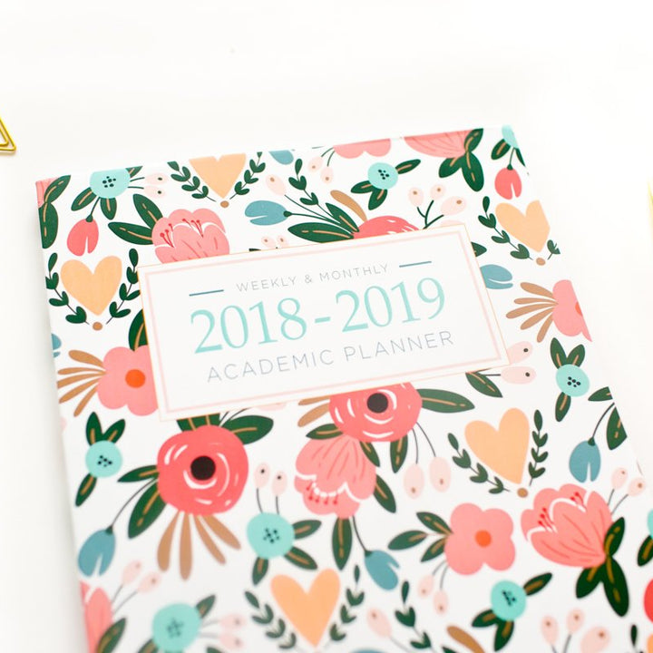 2018-2019 Academic Planner Weekly And Monthly: Calendar Schedule Organizer and Journal Notebook With Inspirational Quotes And Floral Lettering Cover (August 2018 through July 2019)