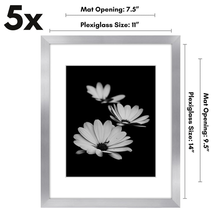 Americanflat 12x16 Picture Frame with Polished Plexiglass - Set of 5 - Use as 8.5x11 Frame with Mat or 12x16 Frame Without Mat - Galleria Collection - Gallery Wall Frame Set for Wall Display - White