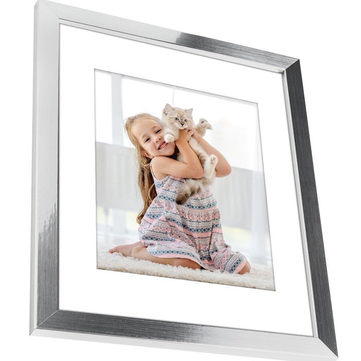 Americanflat 6x8 Picture Frame with Shatter-Resistant Glass - Use as 3x5 Frame with Mat or 6x8 Frame Without Mat - Signature Collection - Photo Frame for Tabletop and Wall Display - White 6x6