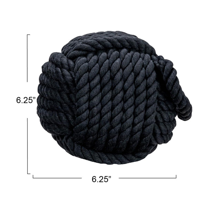 Nautical Rope Knot Decorative Cotton Door Stop, Black