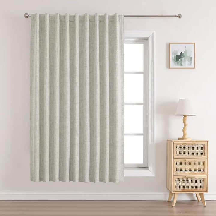 Joydeco 100% Black Out Curtains 63 inch Long 2 Panels Burg Natural Blackout Linen Drapes for Bedroom Living Room Darkening Curtain Thermal Insulated Back tab Rod Pocket(37x63 inch,Sage Green) Sage Green 37"W x 63"L (Pack of 2)