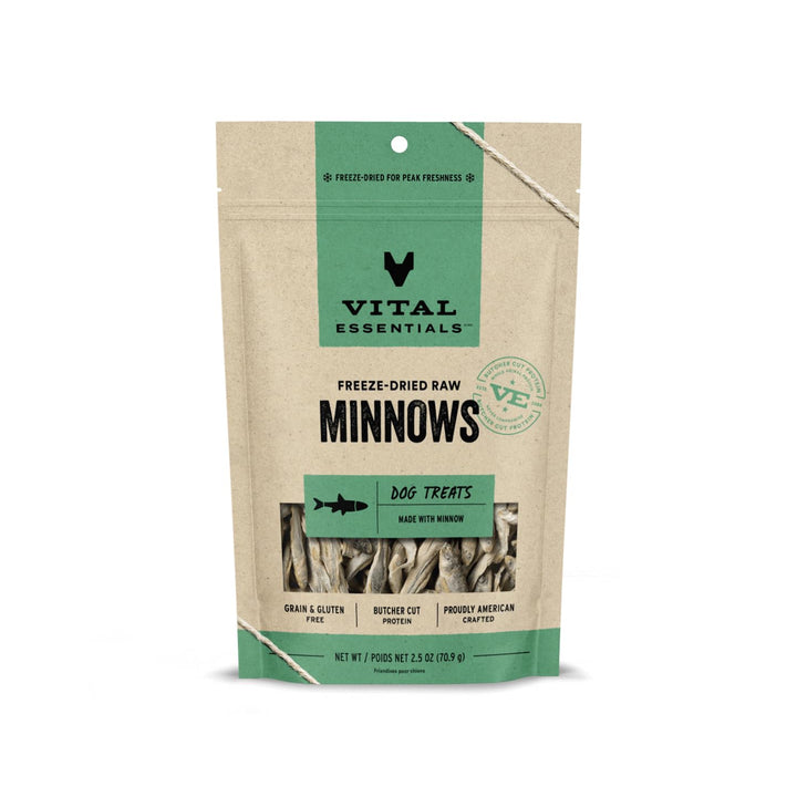 Vital Essentials Freeze Dried Raw Single Ingredient Dog Treats, Minnows, 2.5 oz 2.5 Ounce (Pack of 1)