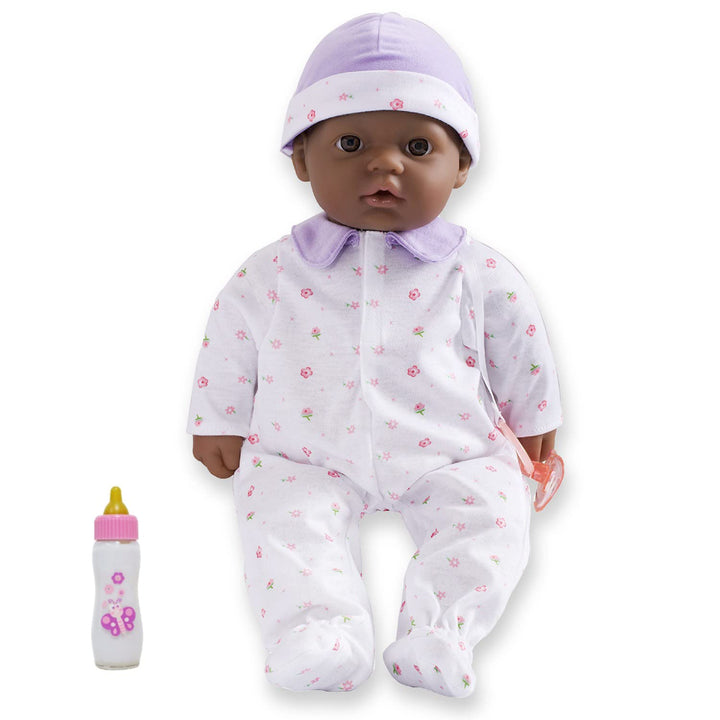 JC Toys African American 16-inch Medium Soft Body Baby Doll La Baby | Washable |Removable Purple Outfit w/ Hat and Pacifier | for Children 12 Months +, 16 inches Purple African American