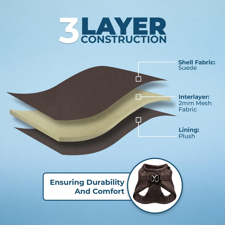 Voyager Step-In Plush Dog Harness  Soft Plush, Step In Vest Harness for Small and Medium Dogs by Best Pet Supplies - Harness (Chocolate Suede), M (Chest: 16 - 18")