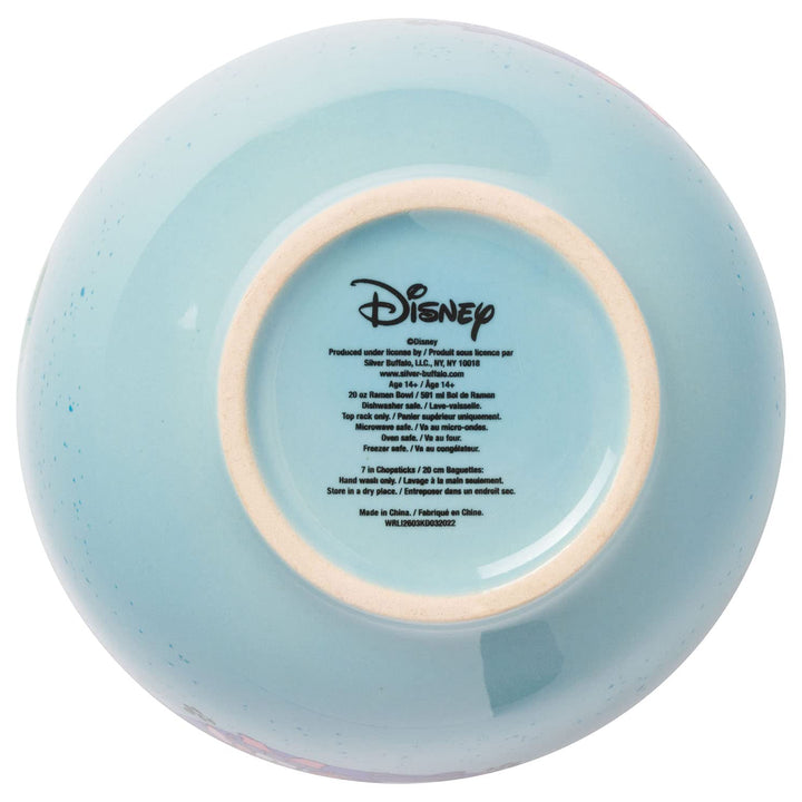 Silver Buffalo Lilo and Stitch Angel Holding Hands Couple Floating Lantern Ceramic Ramen Noodle Rice Bowl with Chopsticks, Microwave Safe, 20 Ounces Lilo and Stitch Floating Lantern Cartoon