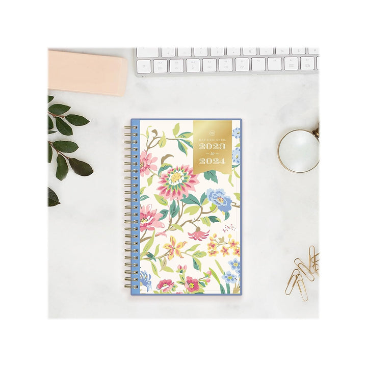 Blue Sky Day Designer for 2023-2024 Academic Year Weekly and Monthly Planner, 5' x 8', Flexible Cover, Wirebound, Climbing Floral Blush (137881-A24) Old Version