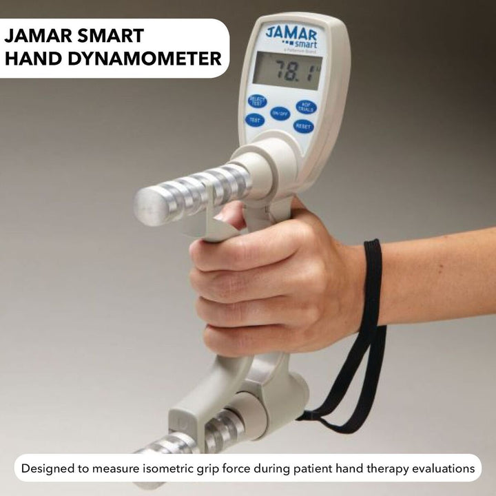 Jamar Plus Digital Hand Dynamometer, Lightweight Electronic Evaluation Tool Measures PSI, Max Force Indicator to Measure Grip Strength, Calibrated, Cordless Easy Squeeze Adjustable Exerciser