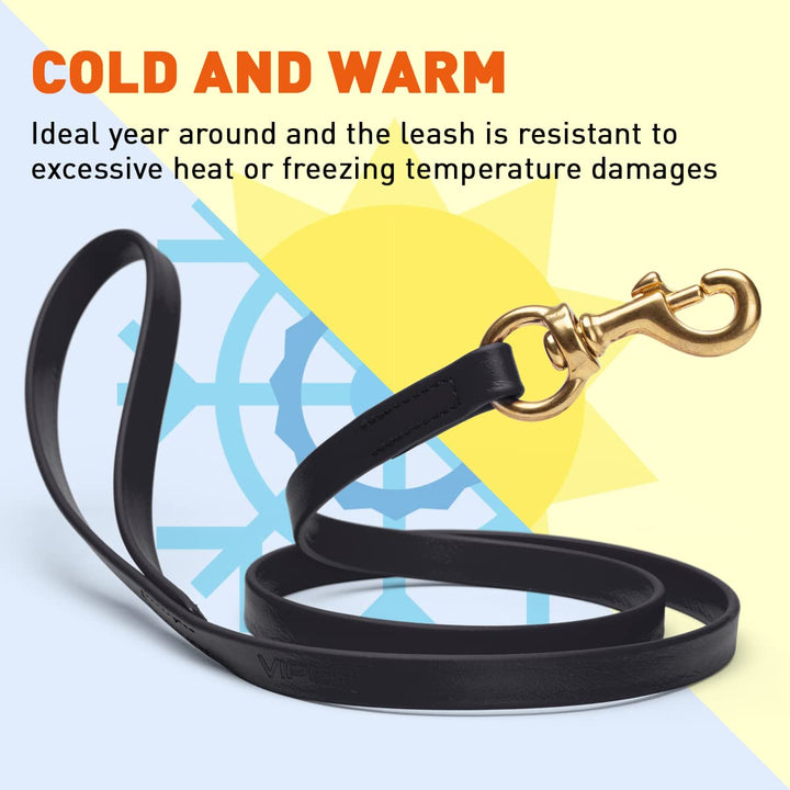 Viper Biothane Working Lead for Dogs 6ft, Black W 3/4" - L 6'