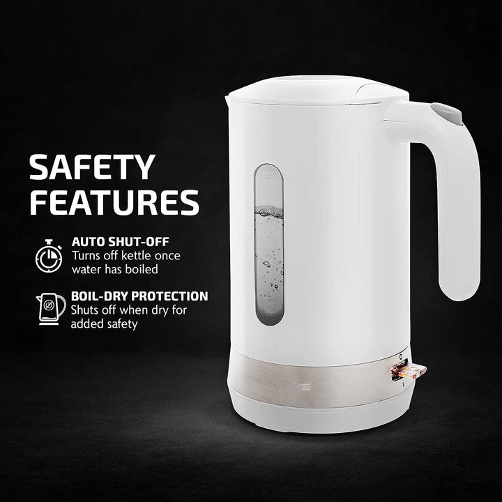 OVENTE Electric Kettle Hot Water Heater 1.8 Liter - BPA Free Fast Boiling Cordless Water Warmer - Auto Shut Off Instant Water Boiler for Coffee & Tea Pot - Black KP413B Black ProntoFill Easy Fill