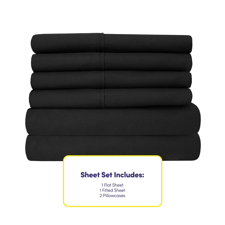 Cal King Size Bed Sheets - 6 Piece 1500 Supreme Collection Fine Brushed Microfiber Deep Pocket California King Sheet Set Bedding - 2 Extra Pillow Cases, Great Value, California King, Black