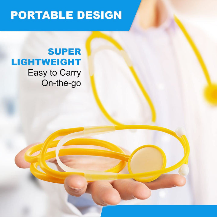 PrimaCare DS-9294 Disposable Stethoscope with Sound Sensitive Chestpiece and 22" PVC Tubing, Yellow, Pack of 10