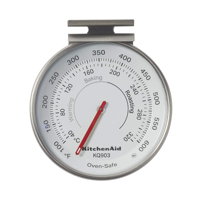 KitchenAid KQ903 3-in Analog Dial Oven/Appliance Thermometer, TEMPERATURE RANGE: 100F to 600F, Stainless Steel Oven Thermometer